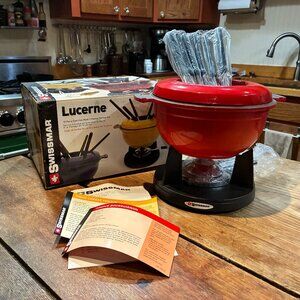 Red Lucerne Cast Iron Fondue Set by Swissmar